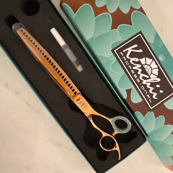 Kenchii Grooming Rose Swivel Thumb Line of Deluxe Shears 25T NEW - Picture 5 of 6